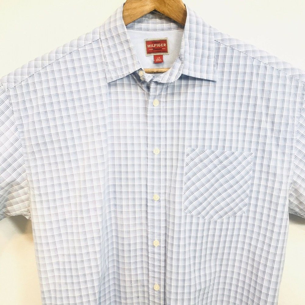 Tommy Hilfiger Blue Check Short sleeve shirt Large